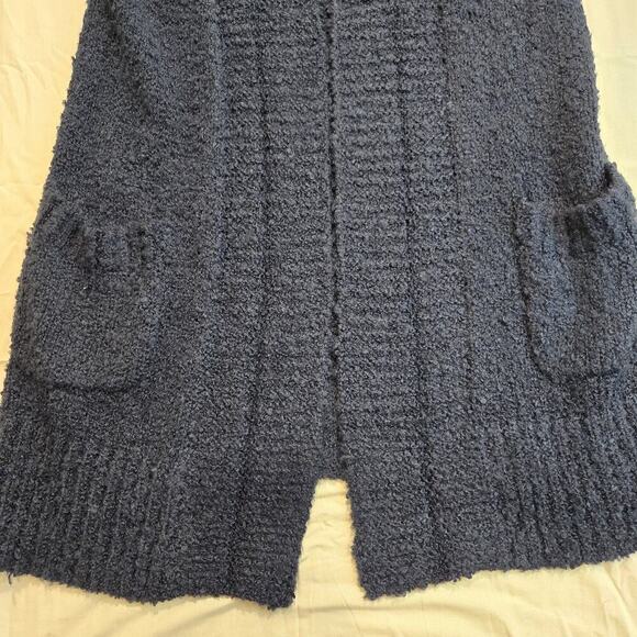 LOFT Open Front Sleeveless Cardigan Sweater Dark Blue Sz L Minimalist Comfy - Picture 3 of 10